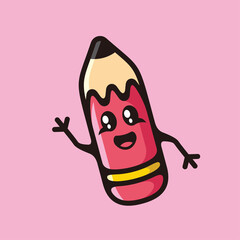 Pink big character pencil colored cartoon symbol logo style line art illustration design vector