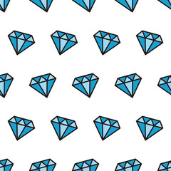 Simple seamless pattern of blue diamond colored cartoon style illustration background template vector
