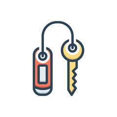 Color illustration icon for room key 