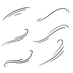 Wind. Abstract Air flow. Black wavy line. Breeze and weather icon. Flat illustration isolated on white background