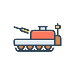 Color illustration icon for tank wartime