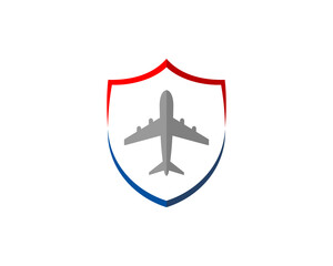 Flight airplane inside the shield protection