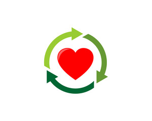 Love inside the green arrow rotation logo