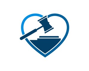Simple love shape with law hammer inside