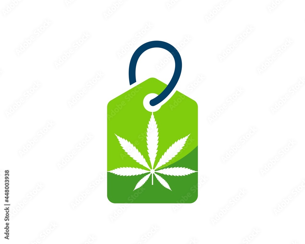 Canvas Prints Shopping price tag with cannabis leaf inside