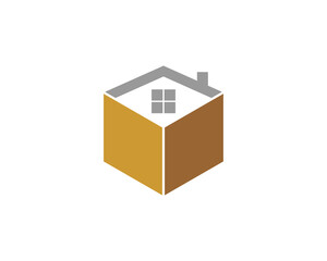 Combination package with roof house logo