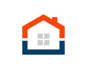 Simple house with blue and orange colors
