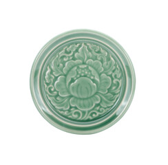 green plate ceramic isolated on white