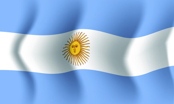Background waving in the wind Argentina flag. Background for patriotic national design. Vector illustration