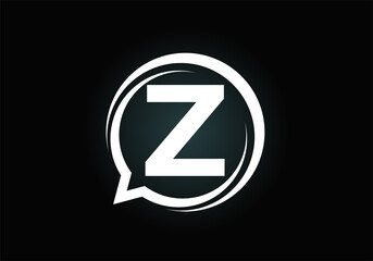 Initial Z monogram letter alphabet with a bubble chat icon. Talking, chatting logo concept. Modern logo design for a consultancy business, and company identity.