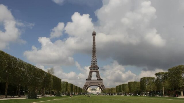 Eiffel Tower from Seine River Paris France
