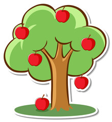 An apple tree sticker on white background