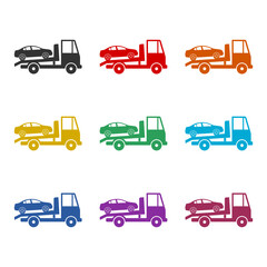 Tow truck isolated simple color icon set