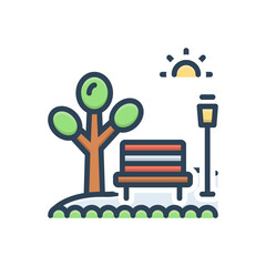 Fototapeta premium Color illustration icon for park 