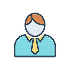 Color illustration icon for man male