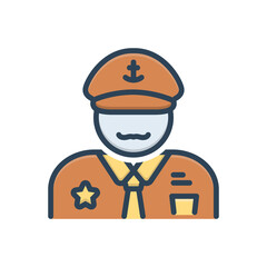 Color illustration icon for captain skipper