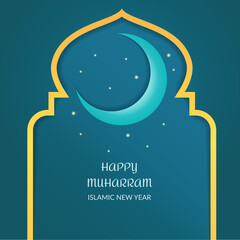 Illustration of vector graphic happy muharram perfect for background in muharram day, flyer, banner etc