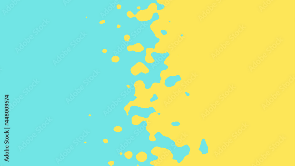 Wall mural the transition from azure to yellow with uneven border line, interpenetration of colors. vector illu