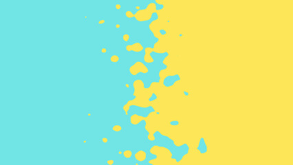 The transition from azure to yellow with uneven border line, interpenetration of colors. Vector illustration