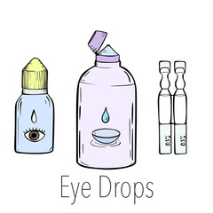 Contact lenses health care vector illustration. Ophthalmology cartoon icons set.
