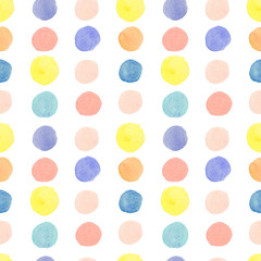 Abstract modern watercolor seamless patters baby shapes on white background.Bright minimalist prints in polka dots,blotches,rainbows.Designs for wrapping paper,packaging,social media,textiles,fabric.