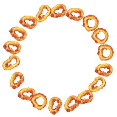 厚塗り水彩のイカリングイラスト・円フレーム