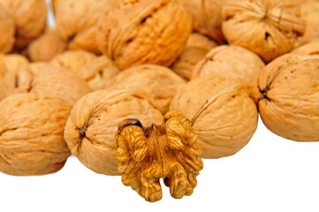 White background of the walnut