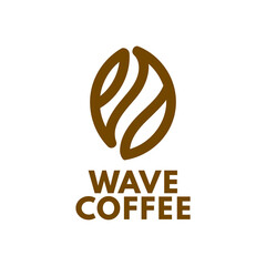 water wave Coffee bean ocean Drink Brown icon logo concept design illustration