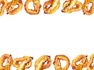 厚塗り水彩のシーフードフライイラスト・上下フレーム