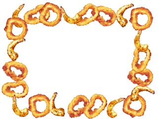 厚塗り水彩のシーフードフライイラスト・長方形フレーム