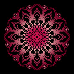 Circular pattern in the form of mandala with flower for henna tattoo decoration