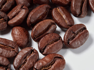roasted coffee beans isolated on a white background cutout