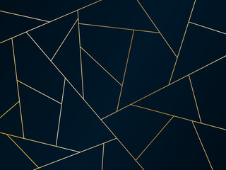 Luxury polygon background with gold lines