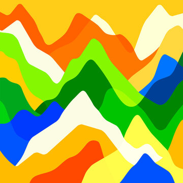 Multicolor mountains, translucent waves, abstract color glass shapes, modern background, vector design Illustration for you project