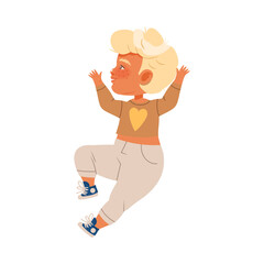 Smiling Blond Boy Playing and Having Fun Vector Illustration