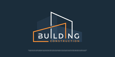 Building logo for construction company, printing with modern concept Premium Vector