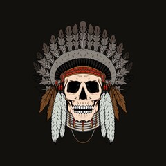 Skull indian american head illustration