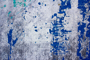 Crack white and blue paint texture. Background.