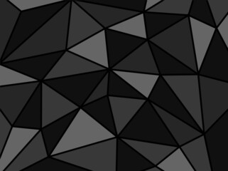 Black triangles mosaic background. Dark grey polygon shapes