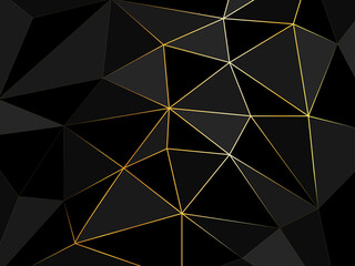 Black polygon background with gold line net