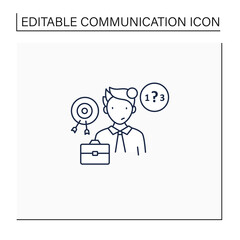 Ineffective communication line icon. Lack of focus. Inability to concentrate. Communication barriers concept. Isolated vector illustration.Editable stroke