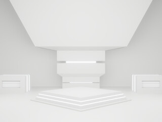 Obraz premium 3D white scientific product stand. White background.
