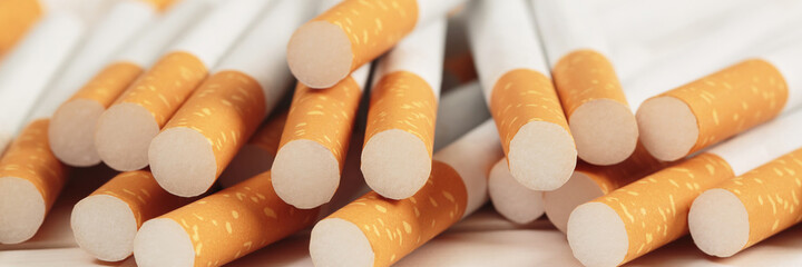 cigarettes placed on a white background
