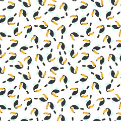 Toucan bird seamless vector pattern.