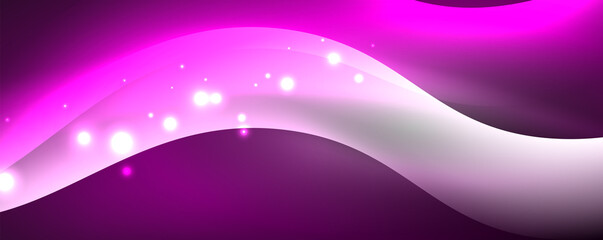 Shiny glowing neon wave, light lines abstract background. Magic energy and motion concept. Vector wallpaper template