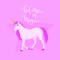 Beautiful unicorn and hand lettering 