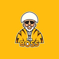 Boss Logo Mascot Vector Illustration. Boss mascot, Sport esports boss logo emblem, Man character.