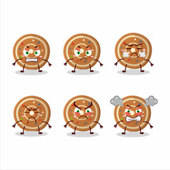 Obraz premium Gingerbread round cartoon character with various angry expressions