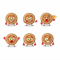 A sporty gingerbread round boxing athlete cartoon mascot design