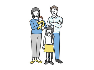 ファミリーイラスト(夫婦、親子、子供、ビジネス、計画、将来設計、考える、共働き) Family illustrations.husband and wife, parent and child, children, business, kids, dual-income ,question.